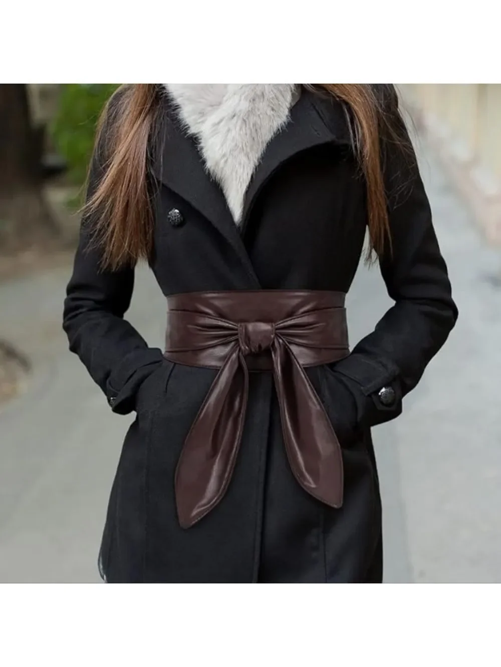 Black Vegan Leather Corset Belt